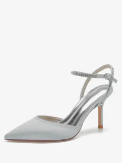 Women's Twisted Rhinestones Strap Flat Bridal Mules