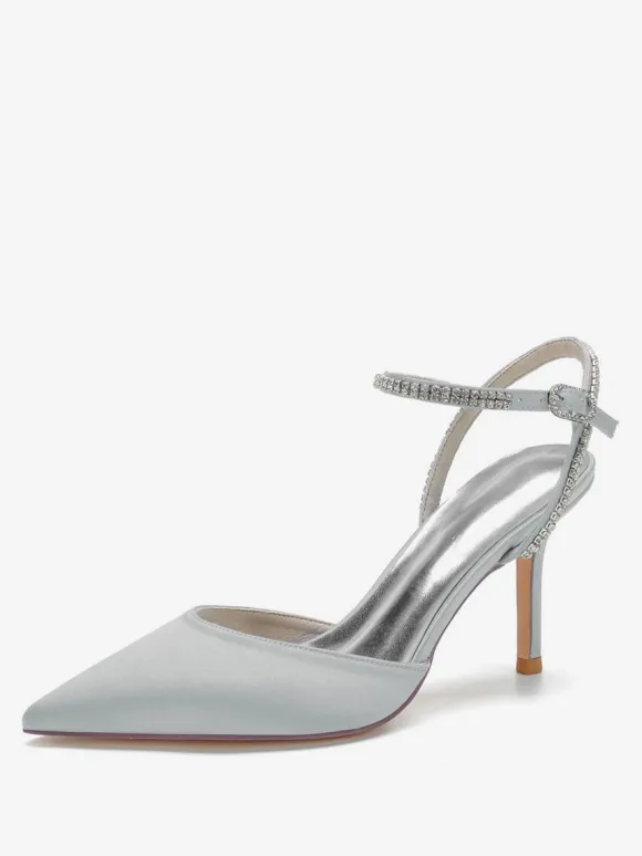 Women's Twisted Rhinestones Strap Flat Bridal Mules
