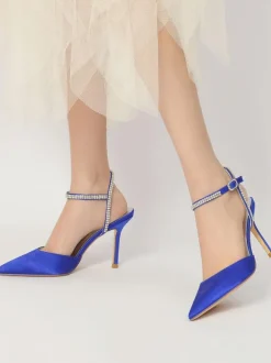 Women's Twisted Rhinestones Strap Flat Bridal Mules