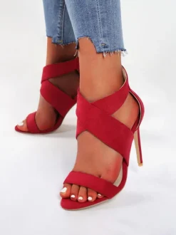Women's Two Tone Cross Over Stiletto Heel Sandals