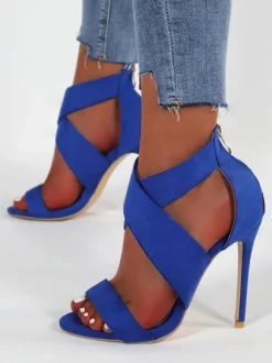 Women's Two Tone Cross Over Stiletto Heel Sandals