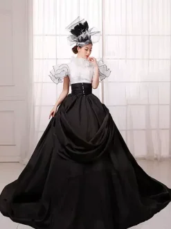 Women's Vintage Costume Victorian Ball Gown Black Dress Retro Costume