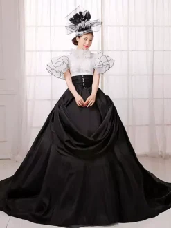 Women's Vintage Costume Victorian Ball Gown Black Dress Retro Costume