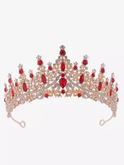 Womens Vintage Crown Tiaras Alloy Rhinestones Synthetic Gemstones Retro Headwear