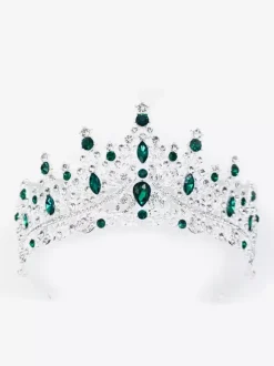 Womens Vintage Crown Tiaras Alloy Rhinestones Synthetic Gemstones Retro Headwear