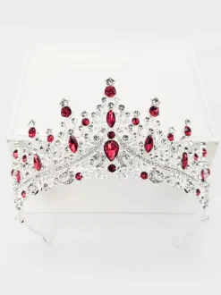 Womens Vintage Crown Tiaras Alloy Rhinestones Synthetic Gemstones Retro Headwear
