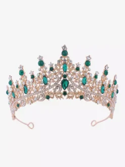 Womens Vintage Crown Tiaras Alloy Rhinestones Synthetic Gemstones Retro Headwear