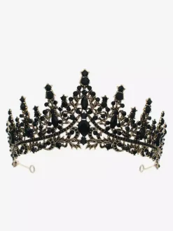 Womens Vintage Crown Tiaras Alloy Rhinestones Synthetic Gemstones Retro Headwear