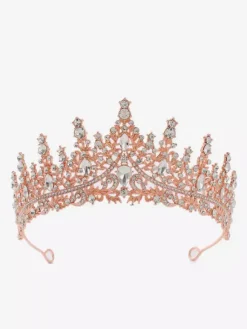 Womens Vintage Crown Tiaras Alloy Rhinestones Synthetic Gemstones Retro Headwear