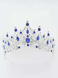 Womens Vintage Crown Tiaras Alloy Rhinestones Synthetic Gemstones Retro Headwear