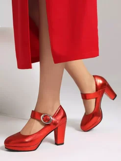Women's Vintage Shoes Square Toe Chunky Heel Mary Jane Shoes