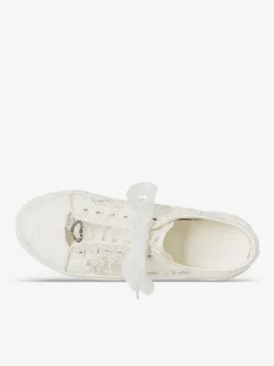 Women's Wedding Shoes Metal Details Canvas Round Toe Flat Bridal Sneaker Shoes