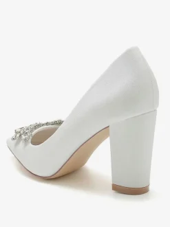 Women's Wedding Shoes Rhinestones Pointed Toe Chunky Heel Bridal Shoes