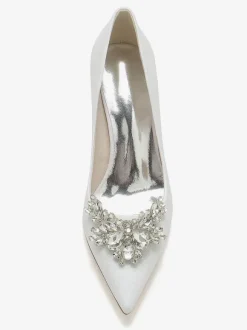 Women's Wedding Shoes Rhinestones Pointed Toe Chunky Heel Bridal Shoes