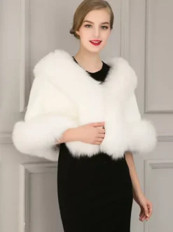 Women's Wedding White Shawl Bridal Winter Warm Cover Ups 2026