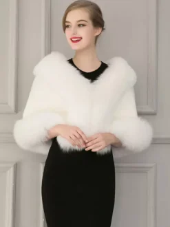 Women's Wedding White Shawl Bridal Winter Warm Cover Ups 2026