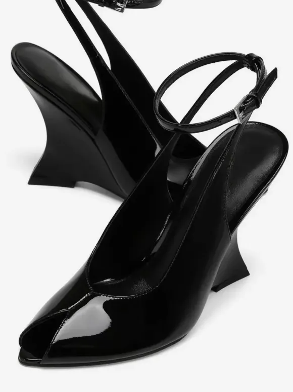 Women's Wedge Pumps Peep Toe Deisgned Heel Slingback Heels