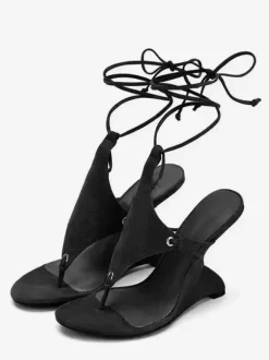 Women's Wedge Sandals Open Toe Lace Up Wedge Shoes