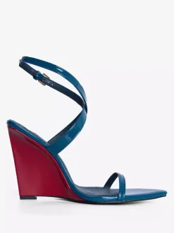 Women's Wedge Sandals Open Toe Color Block Criss Cross Sandal Shoes