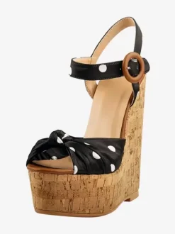 Women's Wedge Sandals Polka Dot Platform Peep Toe Wedge Shoes