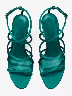 Women's Wedge Sandals Satin Open Toe Criss Cross Designed Heel Sandals