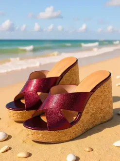 Women's Wedge Slippers Platform Open Toe Wedge Heel Sandal Shoes