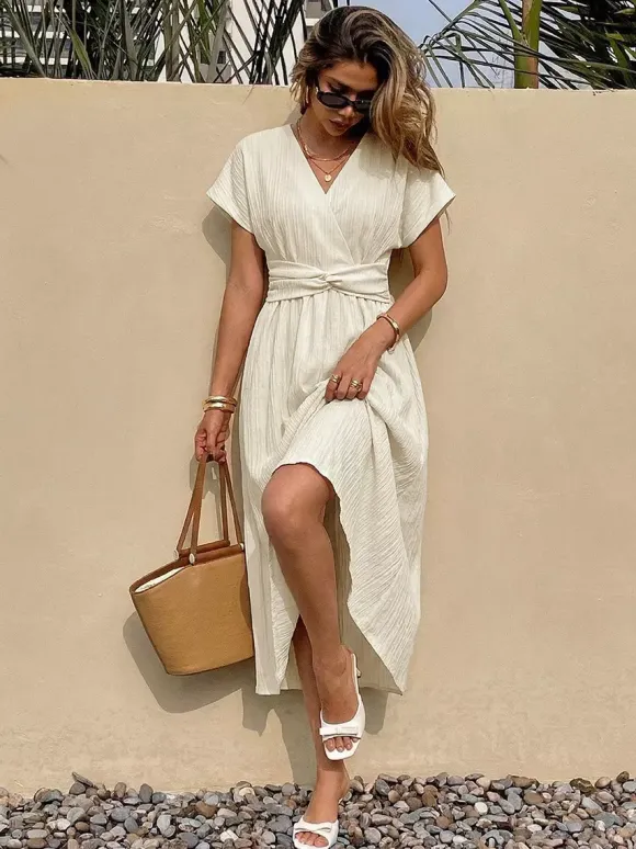 Women's White Black Striped Ribbed Bodycon Midi Dress - Sleeveless Scoop Neck Casual Summer Dress