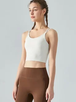 Women's Yoga Top Jewel Neck Nylon Sleeveless Activewear