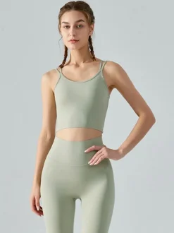 Women's Yoga Top Jewel Neck Nylon Sleeveless Activewear