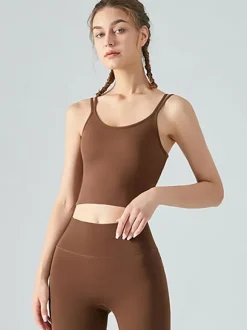 Women's Yoga Top Jewel Neck Nylon Sleeveless Activewear