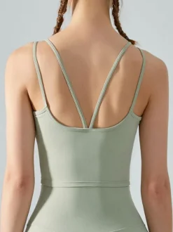 Women's Yoga Top Jewel Neck Nylon Sleeveless Activewear