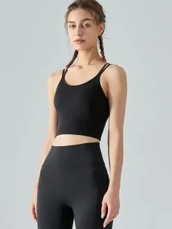 Women's Yoga Top Jewel Neck Nylon Sleeveless Activewear