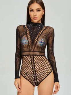 Women Teddies Red Rhinestones Lingerie