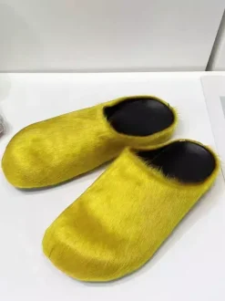 Women Winter Slippers Faux Fur Hair Round Toe slides