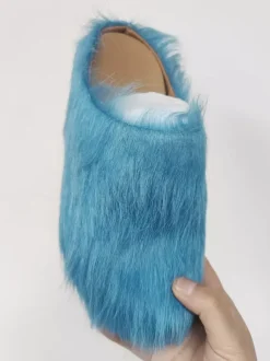 Women Winter Slippers Faux Fur Hair Round Toe slides