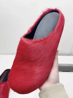 Women Winter Slippers Faux Fur Hair Round Toe slides