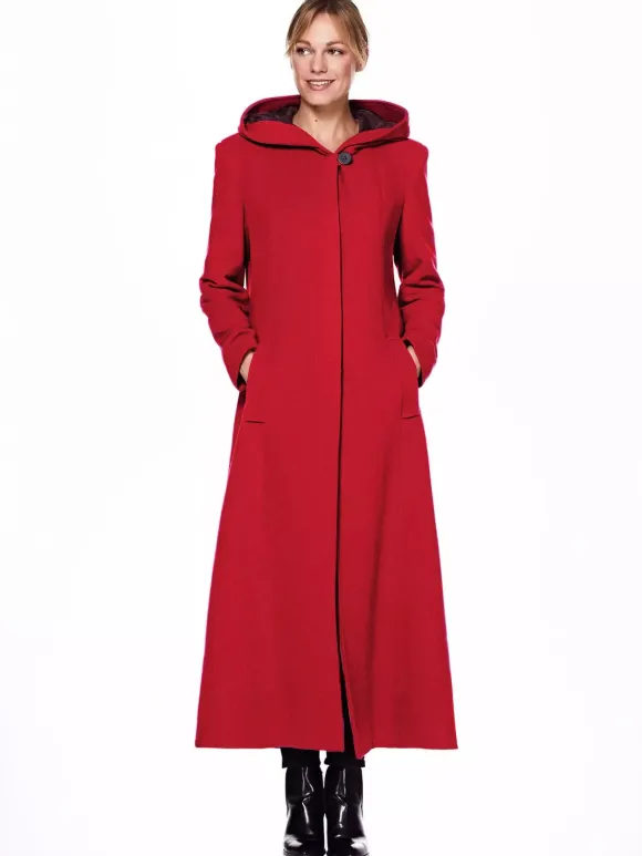 Women Wrap Coat Hooded Warmth Full Length Winter Maxi Wool Blend Coat 2026