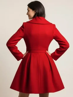 Wool Blend A-line Coat With Shawl Collar And Black Buttons For Women 2026
