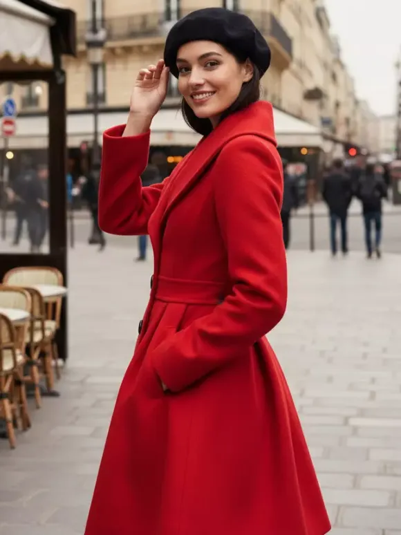 Wool Blend A-line Coat With Shawl Collar And Black Buttons For Women 2026