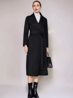 Wool Cashmere Blend Coat Belted Camel Wide Lapel Winter Double-Faced Outerwear For Women 2026