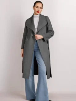 Wool Cashmere Blend Coat Belted Camel Wide Lapel Winter Double-Faced Outerwear For Women 2026
