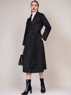 Wool Cashmere Blend Coat Belted Camel Wide Lapel Winter Double-Faced Outerwear For Women 2026