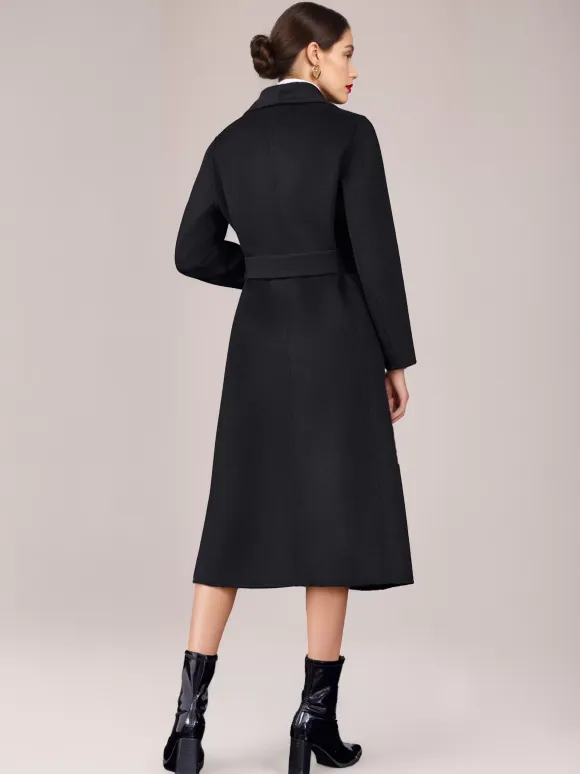 Wool Cashmere Blend Coat Belted Camel Wide Lapel Winter Double-Faced Outerwear For Women 2026