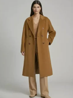 Wool Cashmere Blend Vintage A-line Coat With Classic Lapel And Belt For Women 2026
