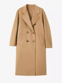 Wool Cashmere Blend Vintage A-line Coat With Classic Lapel And Belt For Women 2026