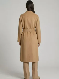 Wool Cashmere Blend Vintage A-line Coat With Classic Lapel And Belt For Women 2026