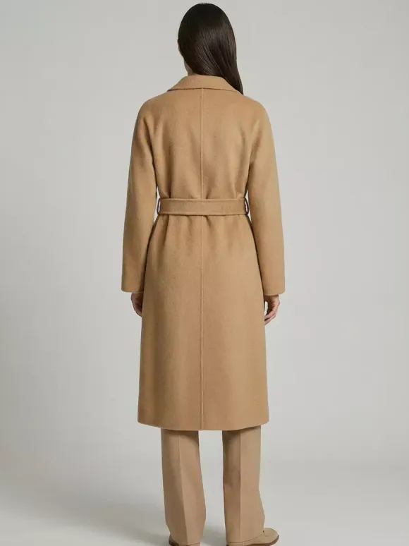 Wool Cashmere Blend Vintage A-line Coat With Classic Lapel And Belt For Women 2026