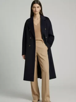 Wool Cashmere Blend Vintage A-line Coat With Classic Lapel And Belt For Women 2026