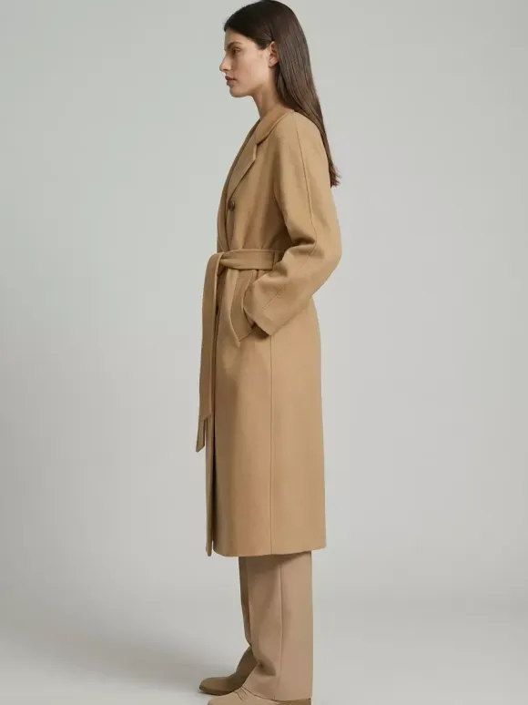 Wool Cashmere Blend Vintage A-line Coat With Classic Lapel And Belt For Women 2026