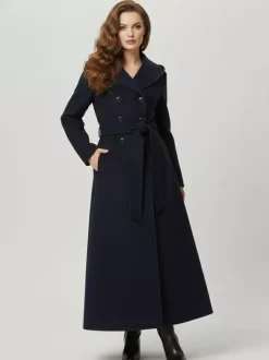 Wool Blend Maxi Hooded Coat With Double-Breasted Design For Women 2026